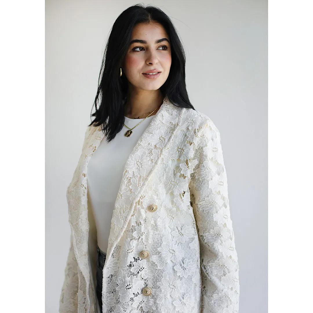 Floral lace blazer