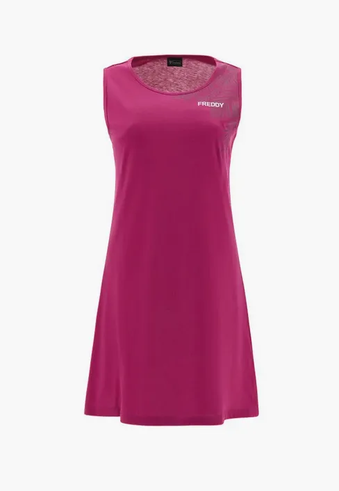 Freddy Sleeveless jersey dress with matching foliage print S3WTRD2 F104 festival fuchsia