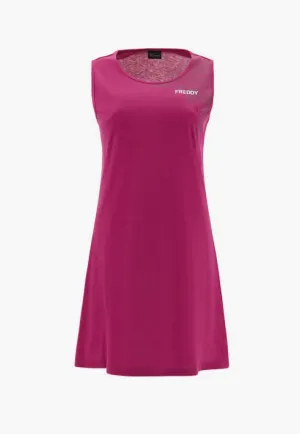 Freddy Sleeveless jersey dress with matching foliage print S3WTRD2 F104 festival fuchsia