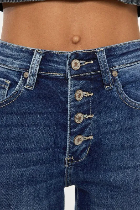 High Rise Denim Bermuda Shorts