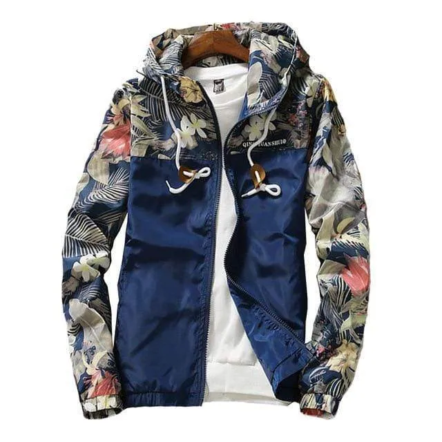Hooded Spring Autumn Floral Causal Women Windbreaker