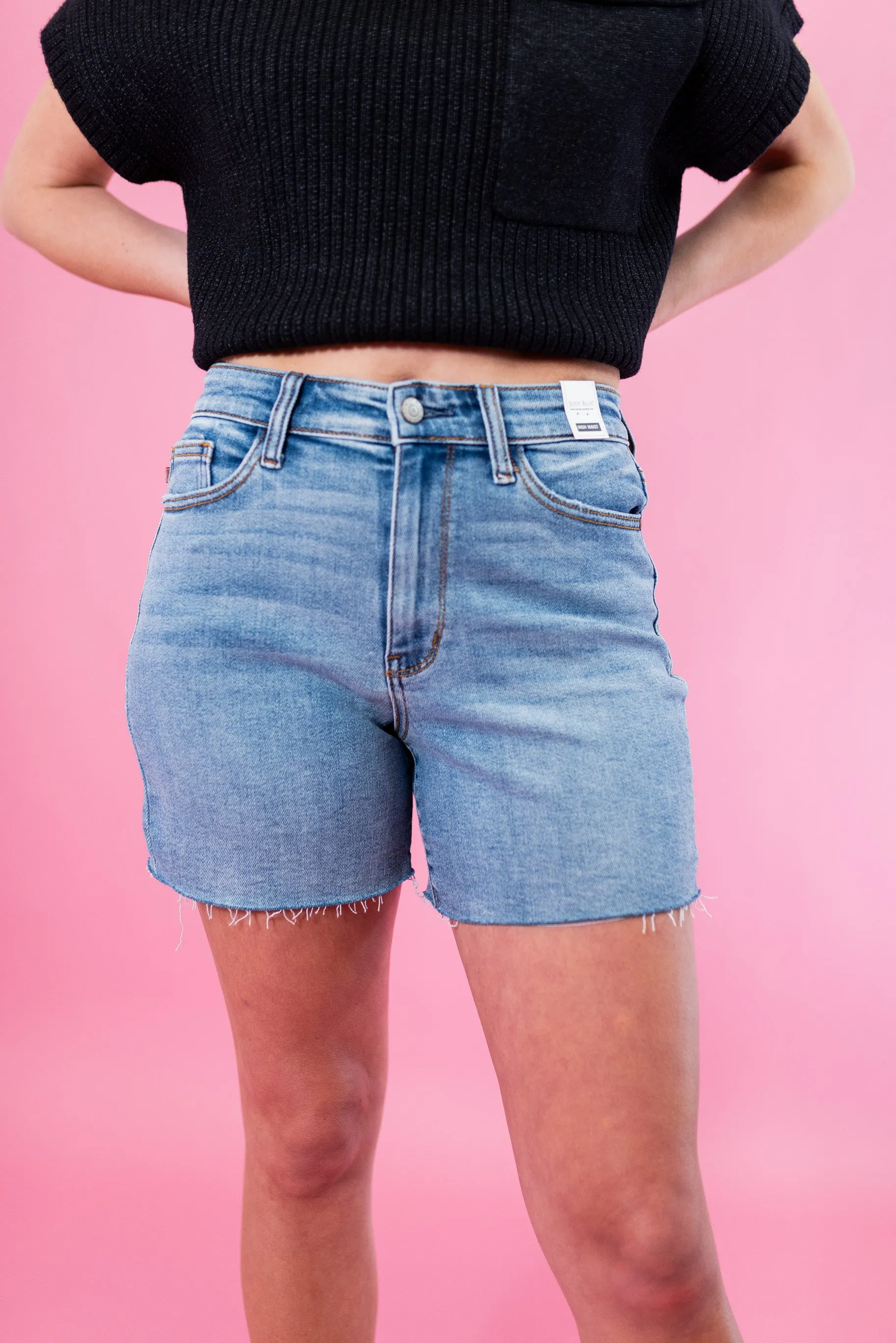 Judy Blue: High Waist Shorts - Light Denim
