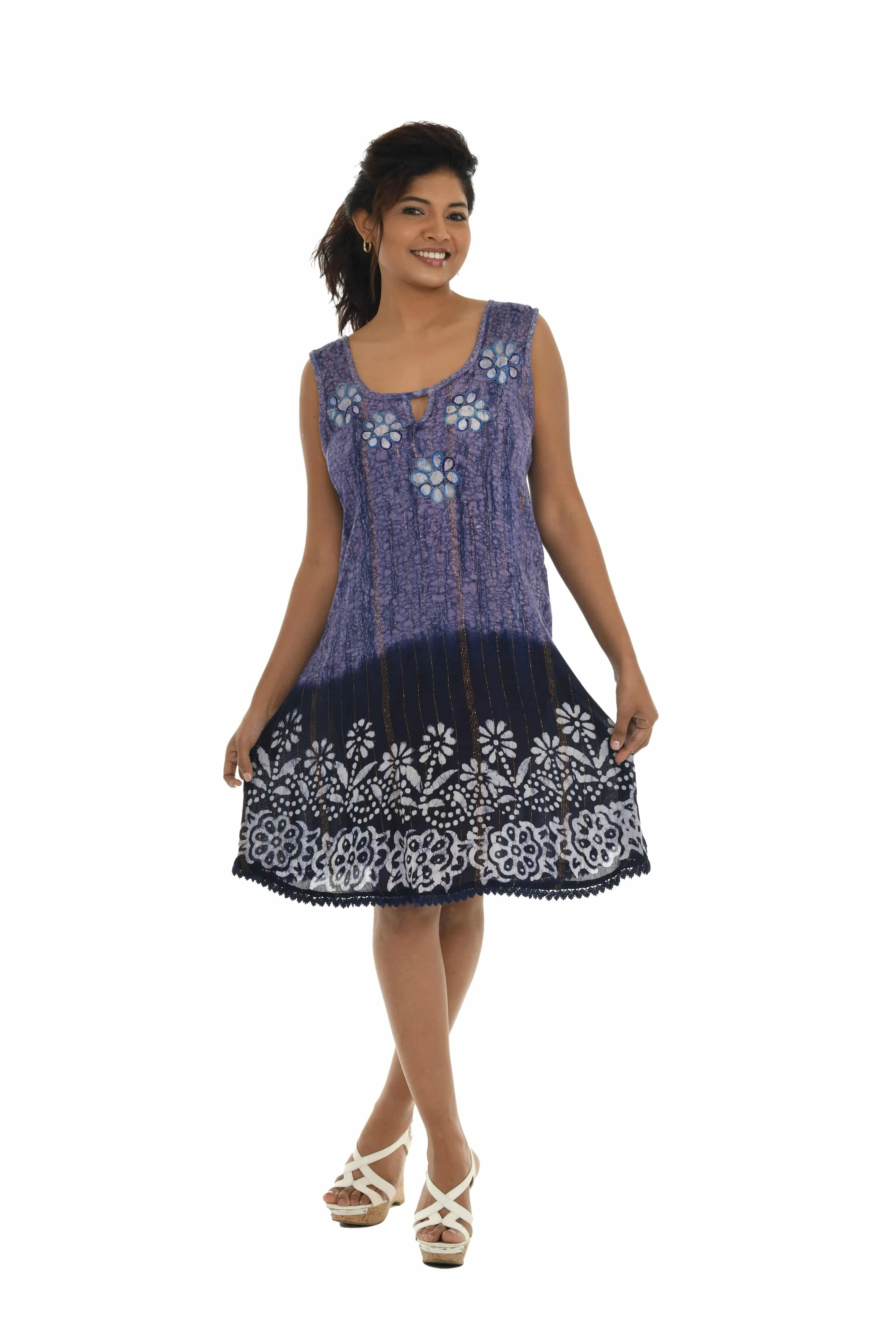 Keyhole Neckline Tie Dye Dress