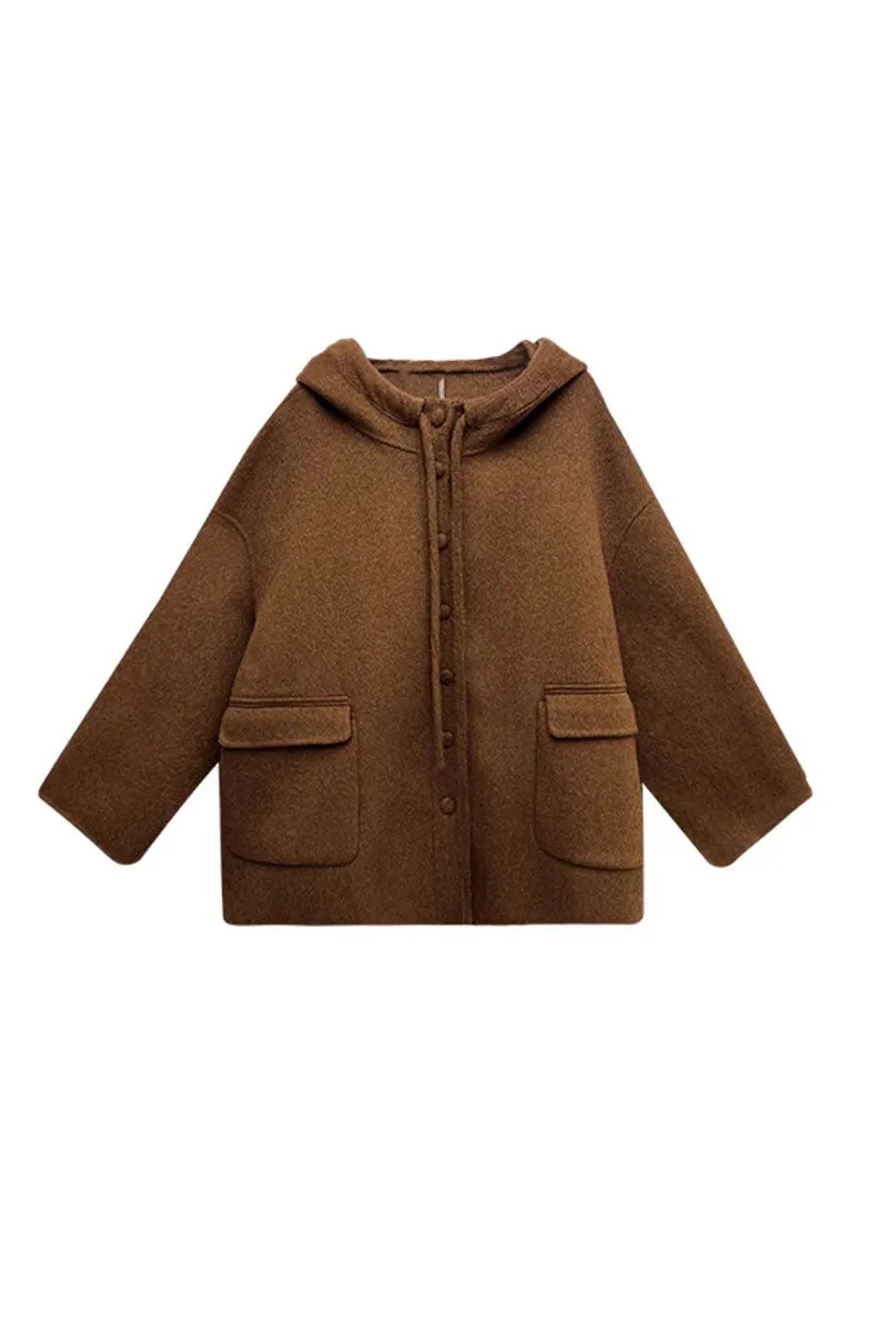 Oversized Double-Faced Wool Hooded Jacket
