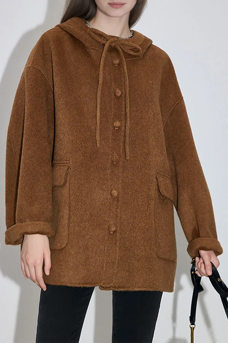 Oversized Double-Faced Wool Hooded Jacket