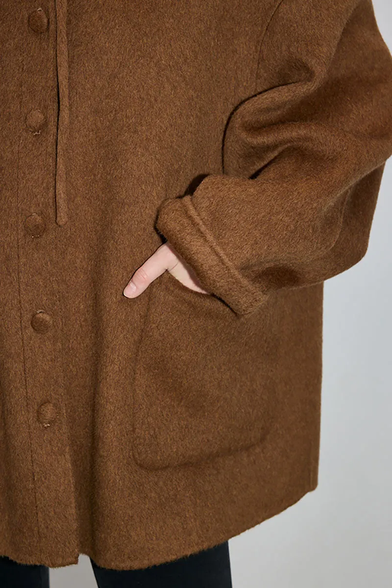Oversized Double-Faced Wool Hooded Jacket
