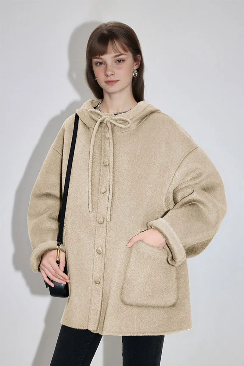 Oversized Double-Faced Wool Hooded Jacket