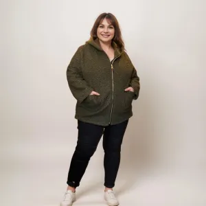 ROCKTHOSECURVES BOUCLE ZIP UP JACKET / COAT WITH HOOD