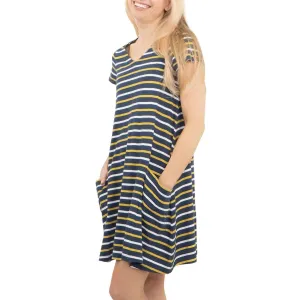 Seasalt Short Sleeve Clear Light Navy Breton Striped Relaxed Casual Jersey Dress