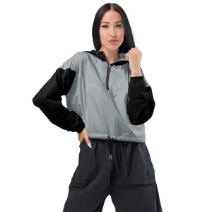 Snooty Fox Art Women’s Cropped Windbreaker - Black/Gray
