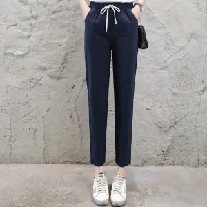 Summer Cotton Linen Wide Leg Harem Trousers