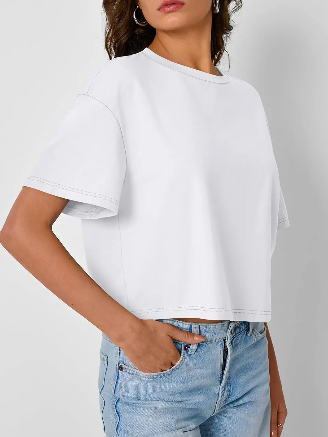 Trendy Queen Womens Crop Tops Oversized Workout Tshirts Short Sleeve Tees Summer Spring 2025 Casual Trendy Fashion Clothes