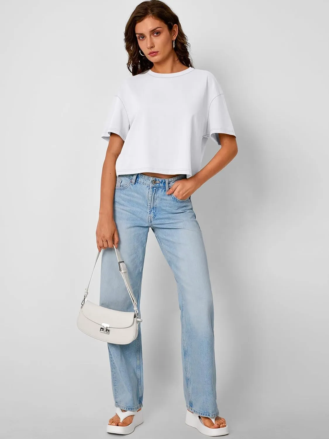 Trendy Queen Womens Crop Tops Oversized Workout Tshirts Short Sleeve Tees Summer Spring 2025 Casual Trendy Fashion Clothes
