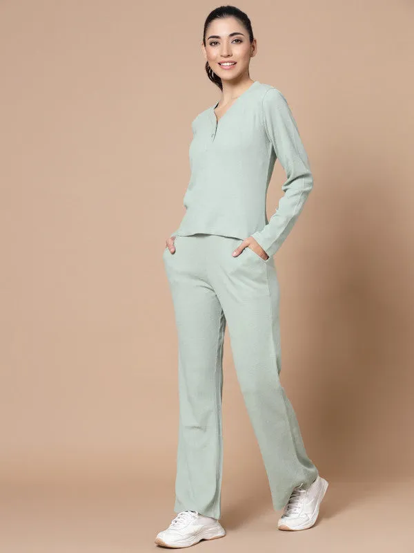 V Neck Long Sleeves Odour Free Top With Trouser For Women