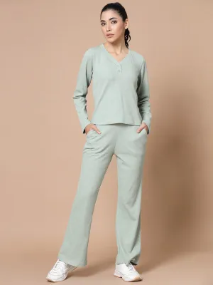 V Neck Long Sleeves Odour Free Top With Trouser For Women