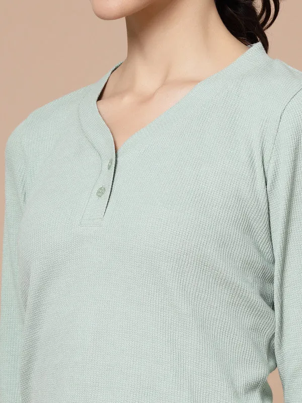 V Neck Long Sleeves Odour Free Top With Trouser For Women