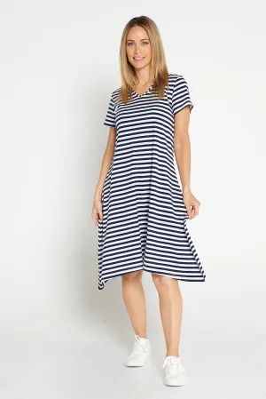 Vanessa Dress - Navy Stripe