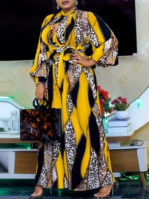 VONDA Summer Bohemian Robe Lantern Sleeve Maxi Sundress Vintage Lady Printed Pleated Long Dress Casual Belted Party Vestido S4318637