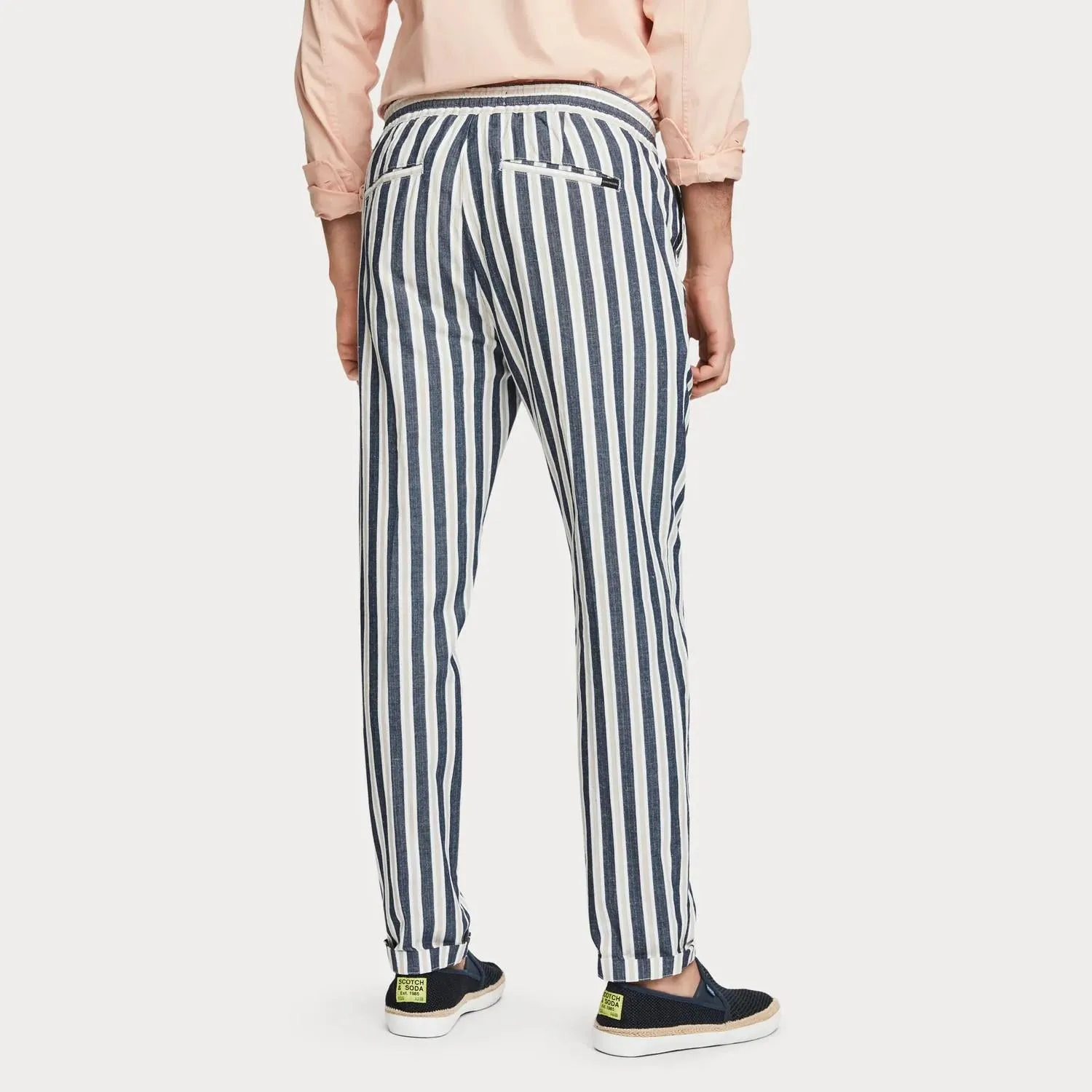 Warren Cotton-Linen Trousers (Navy Stripe)