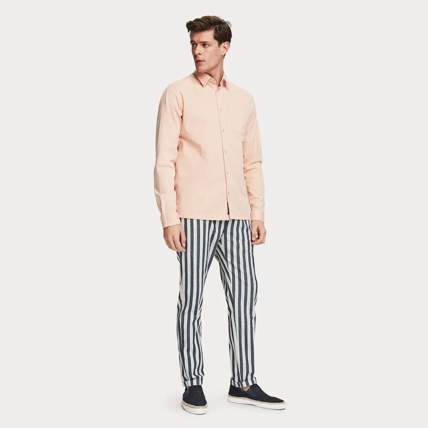 Warren Cotton-Linen Trousers (Navy Stripe)