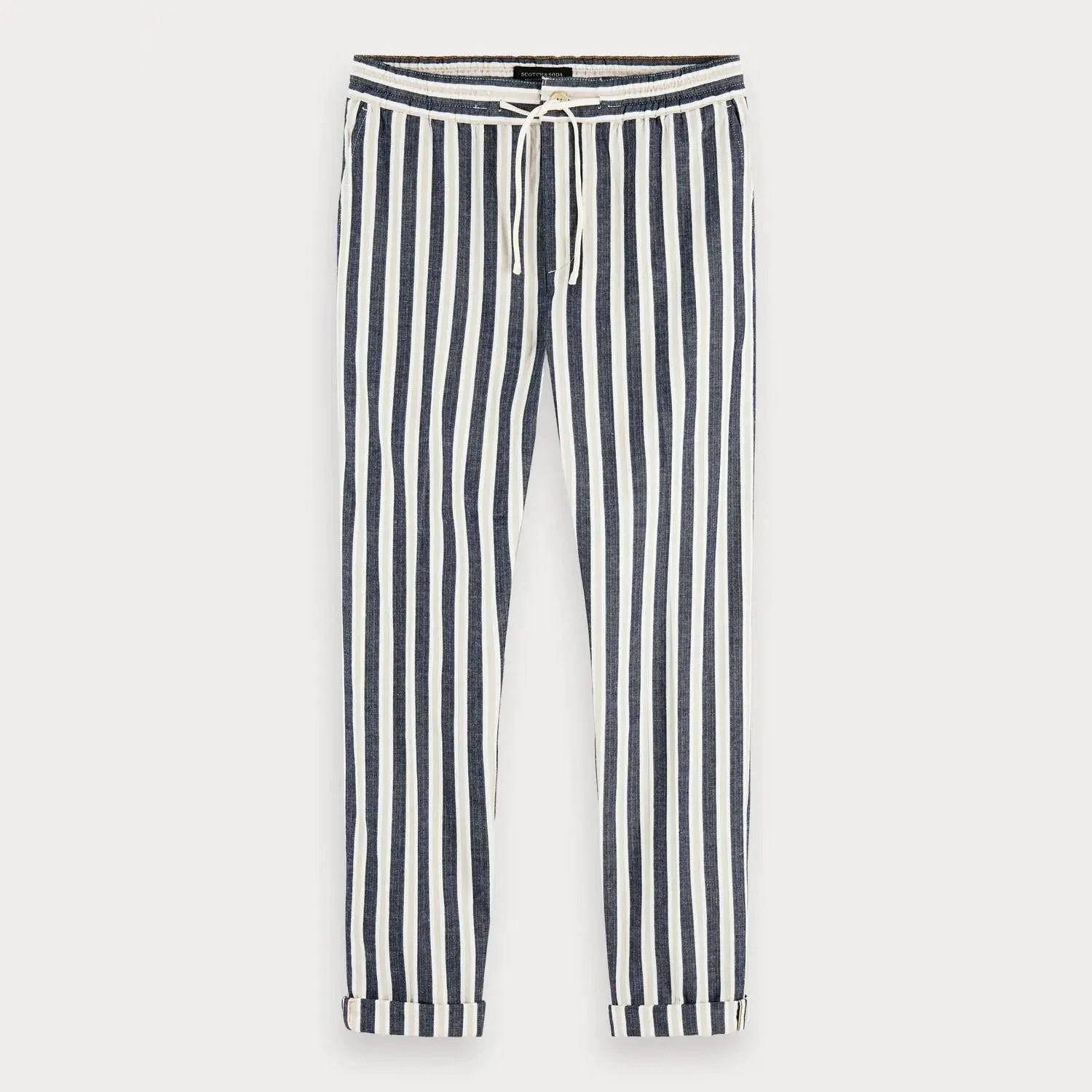 Warren Cotton-Linen Trousers (Navy Stripe)
