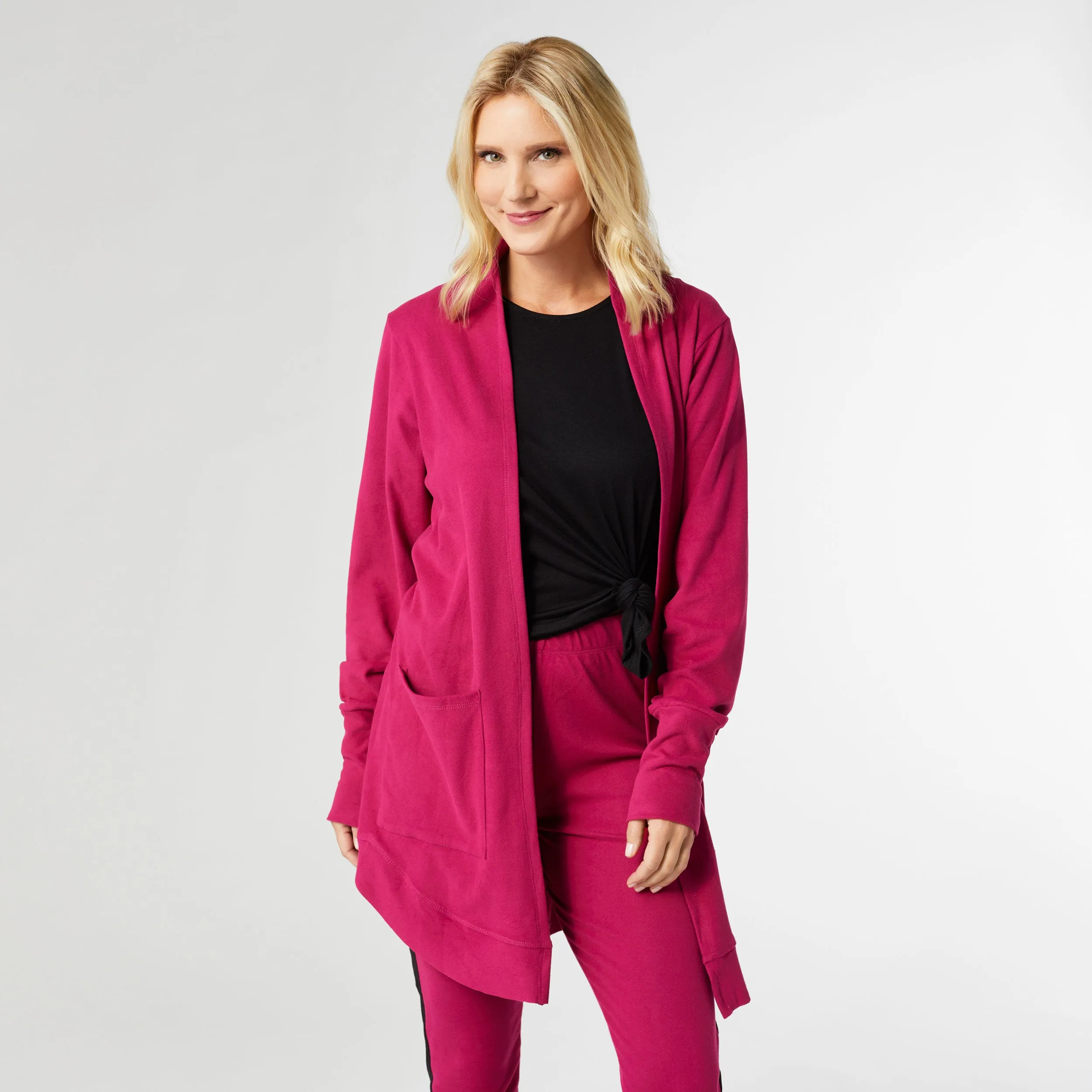 Weekend Brushed All Day Pocket Cardigan - Pink - Final Sale