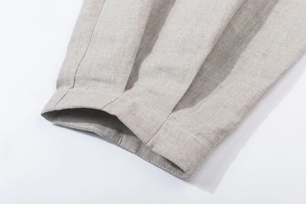 women's casual grey linen baggy pants 1940#
