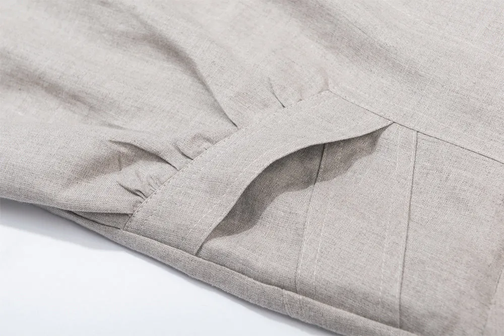 women's casual grey linen baggy pants 1940#