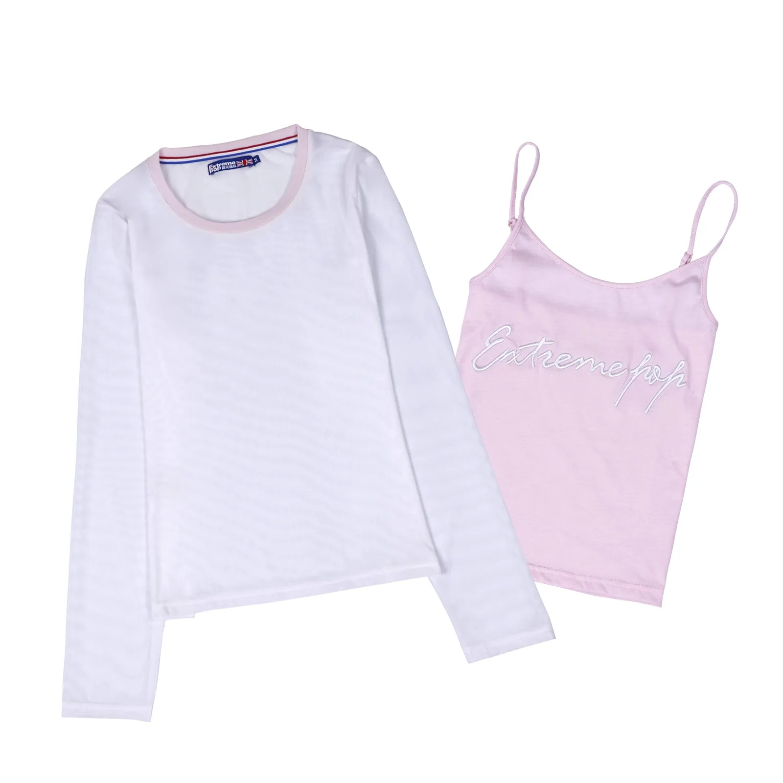 Womens Tops & Shirts Set Crew Neck T-shirt Jumper size S M L XL Pink Blue